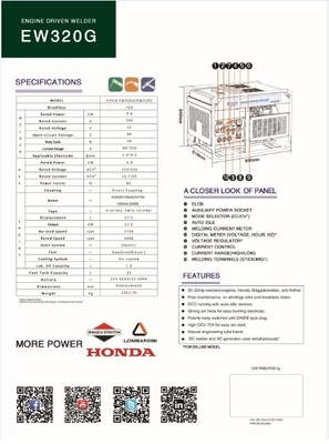 MOTOR CC KOVO EW320G Máquina generadora de soldadura de gasolina para el Grupo Autónomo De Soudage