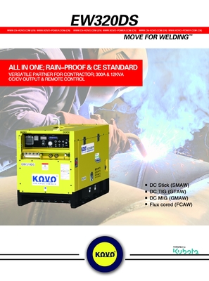 Generador de soldador de arco diesel portátil de 400 AMP EW320DST con corriente nominal de 280 CC/CV