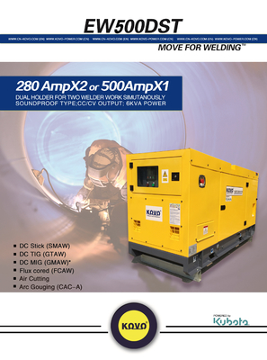 Tipo de remolque Generador de soldadoras diesel EW500DST con velocidad de 1500/1800 rpm
